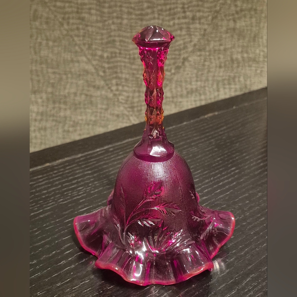 Ruby Red Glass Decorative Bell - Home Art Accent